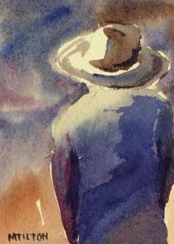 The Stranger Mary Tilton Waterloo WI watercolor  SOLD